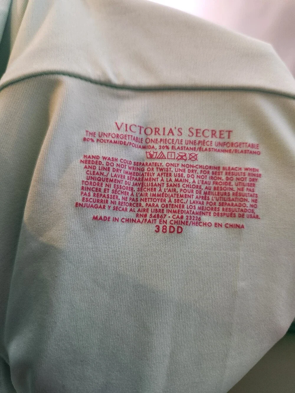 Victoria's Secret Unforgettable One Piece Swimsuit Mint Aqua 38DD NWOT Halter